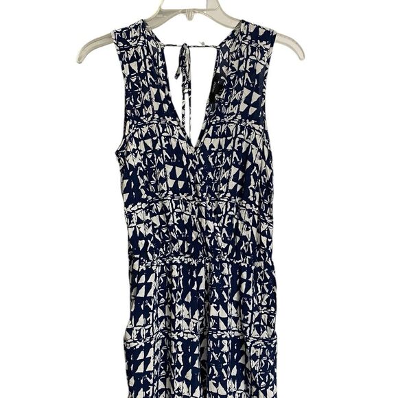 Forever 21 Wide Leg Jumpsuit Women's Sz M Sleeveless Geometric Print Navy White - Picture 4 of 15